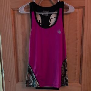 Under Armour Pink and Black Tank Top with Camo Accents